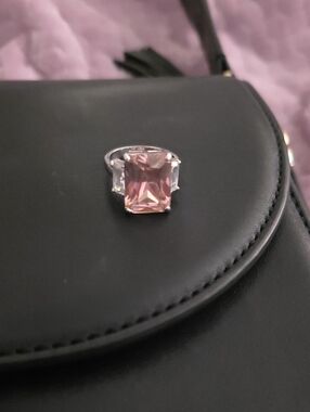 Plated Ring Sz 8 Pink Accent Stone